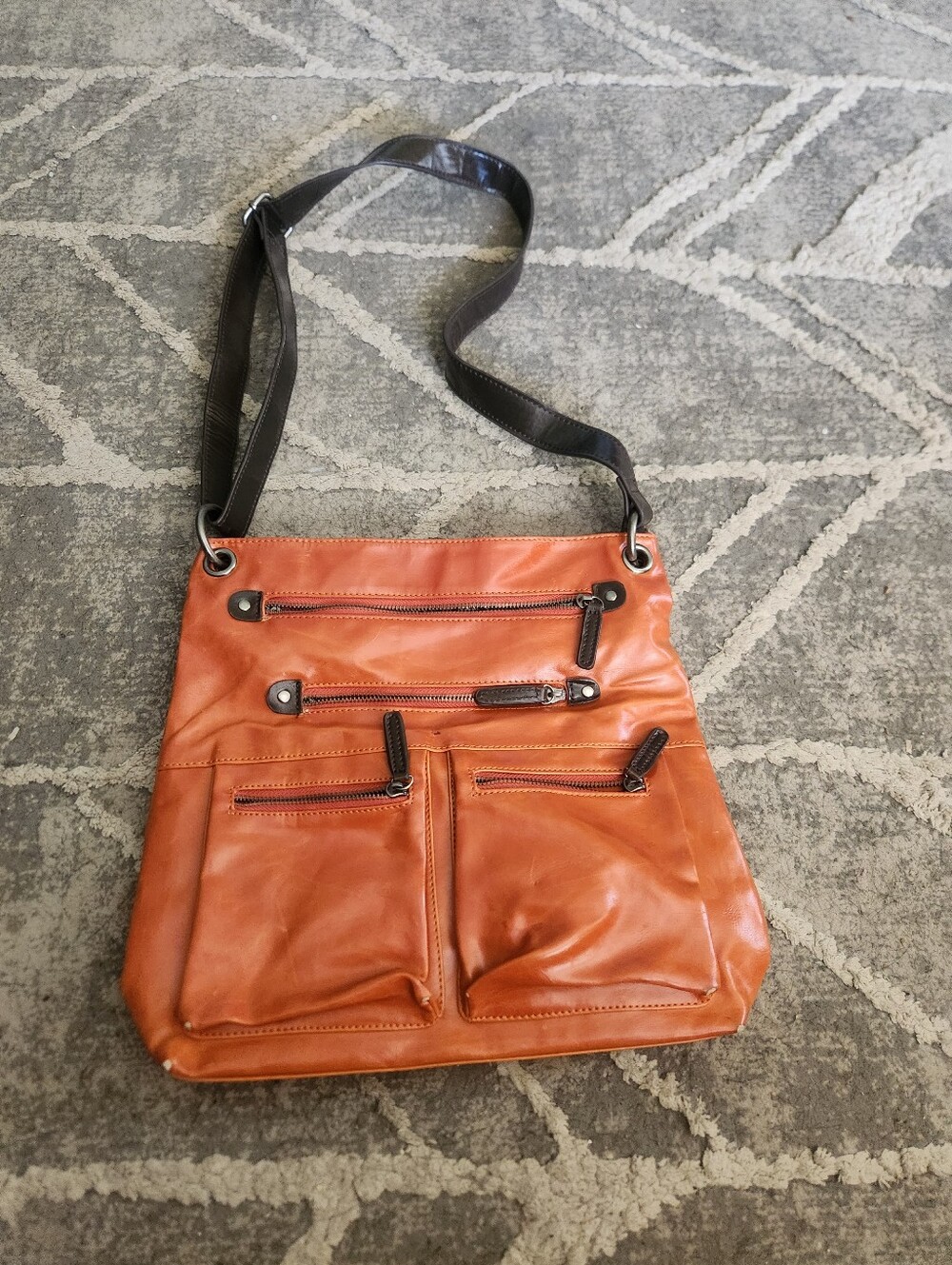 Shiraleah Leather Crossbody Bag in Cognac Brown - Casual Everyday Shoulder Bag